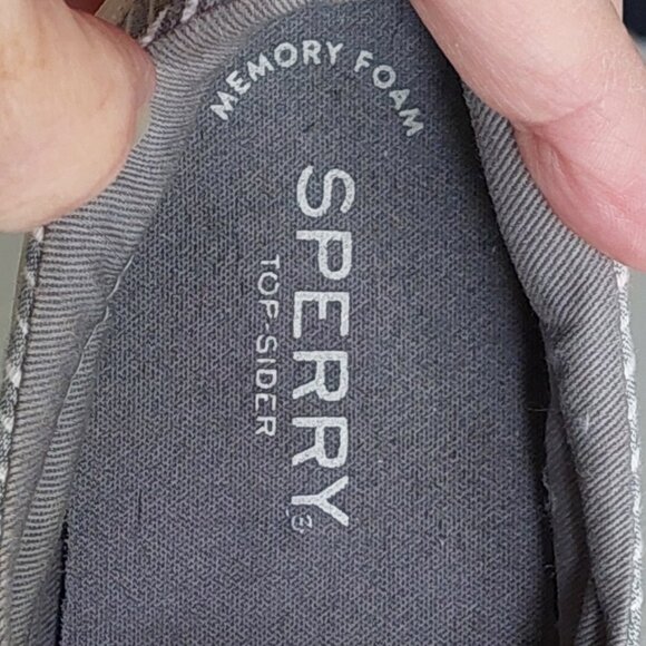 Sperry Memory Foam Gray/Whte  Striped Top-Siders Size 7M - Picture 10 of 16